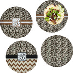 Leopard Print Set of 4 Glass Lunch / Dinner Plate 10" (Personalized)