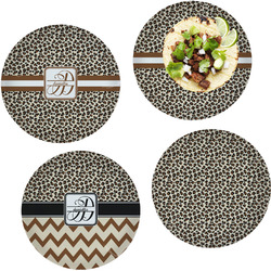 Leopard Print Set of 4 Glass Lunch / Dinner Plate 10" (Personalized)
