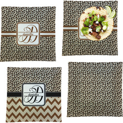 Leopard Print Set of 4 Glass Square Lunch / Dinner Plate 9.5" (Personalized)