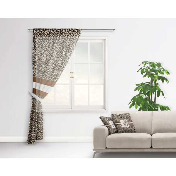 Leopard Print Sheer Curtain With Window and Rod - in Room Matching Pillow