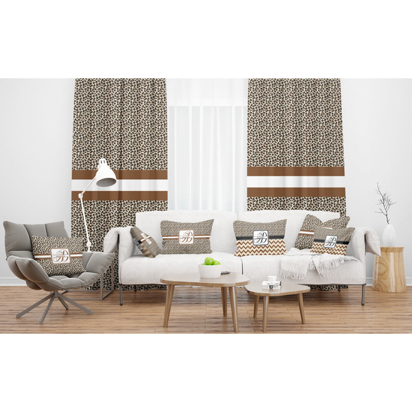 Leopard Print Sheer and Custom Curtains in Room with Matching Pillows