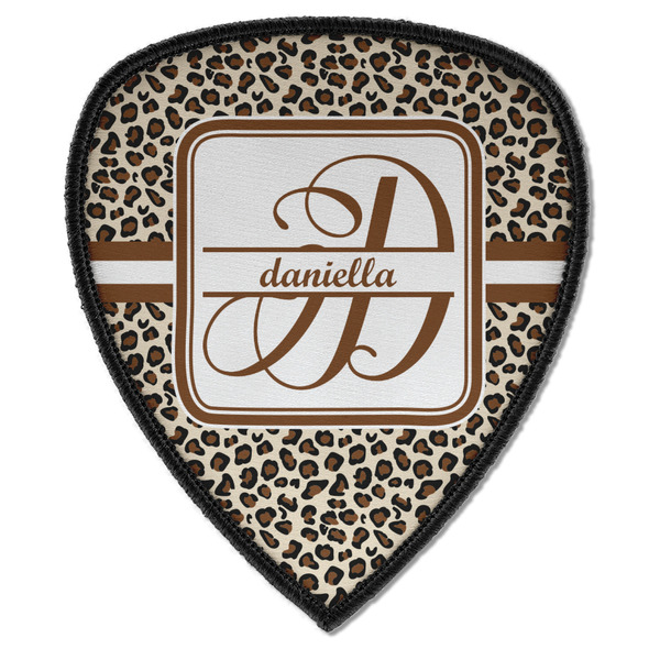 Custom Leopard Print Iron on Shield Patch A w/ Name and Initial