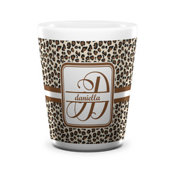 Leopard Print Ceramic Shot Glass - 1.5 oz - White - Set of 4 (Personalized)