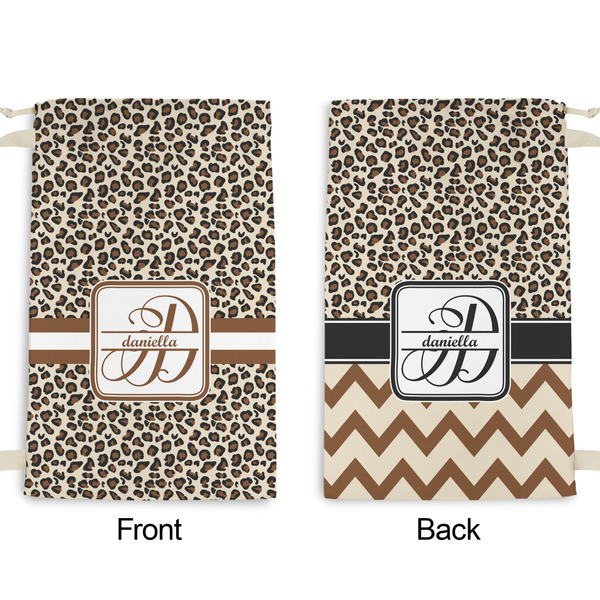 Leopard Print Small Laundry Bag - Front & Back View