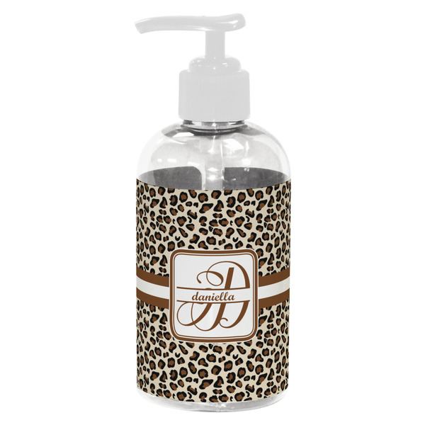 Custom Leopard Print Plastic Soap / Lotion Dispenser (8 oz - Small - White) (Personalized)