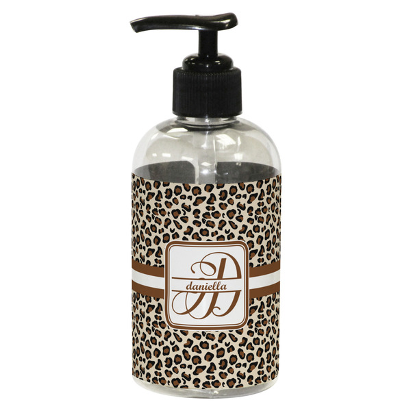 Custom Leopard Print Plastic Soap / Lotion Dispenser (8 oz - Small - Black) (Personalized)