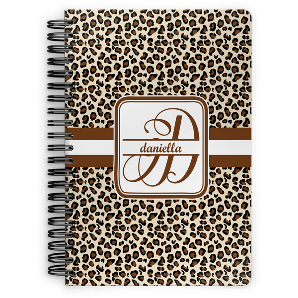 Custom Leopard Print Spiral Notebook - 7x10 w/ Name and Initial
