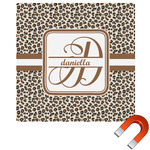 Leopard Print Square Car Magnet - 6" (Personalized)