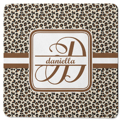 Leopard Print Square Rubber Backed Coaster (Personalized)