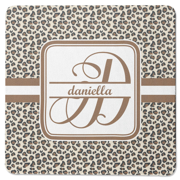 Custom Leopard Print Square Rubber Backed Coaster (Personalized)