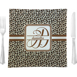 Leopard Print 9.5" Glass Square Lunch / Dinner Plate- Single or Set of 4 (Personalized)