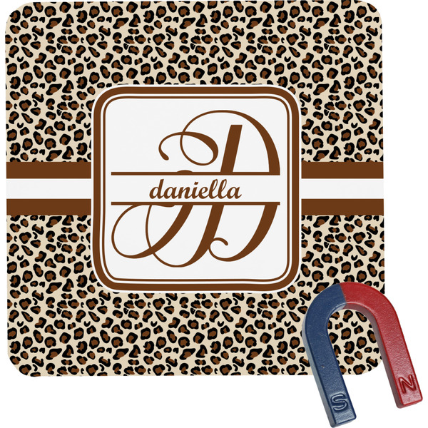 Custom Leopard Print Square Fridge Magnet (Personalized)