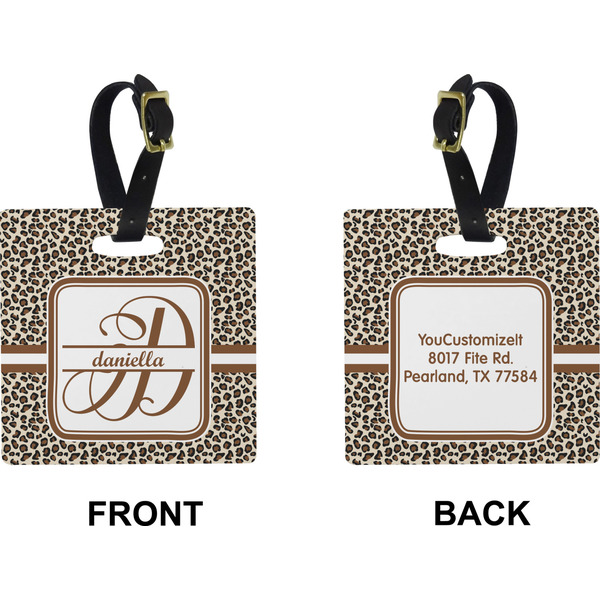 Leopard Print Square Luggage Tag (Front + Back)