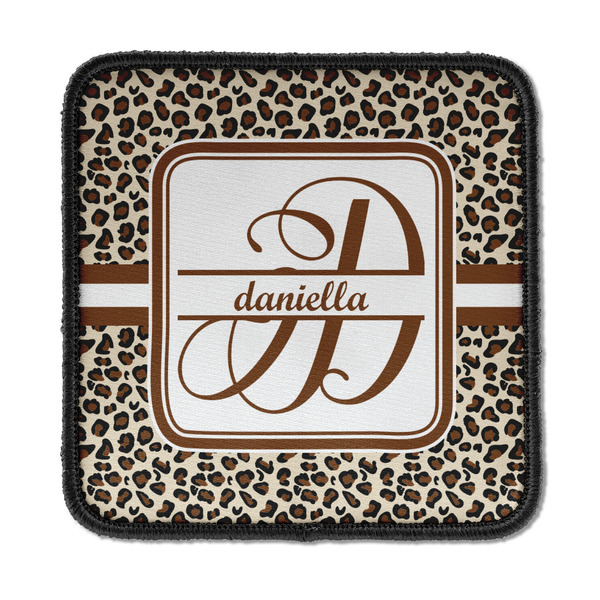 Custom Leopard Print Iron On Square Patch w/ Name and Initial