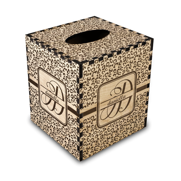 Custom Leopard Print Wood Tissue Box Cover (Personalized)