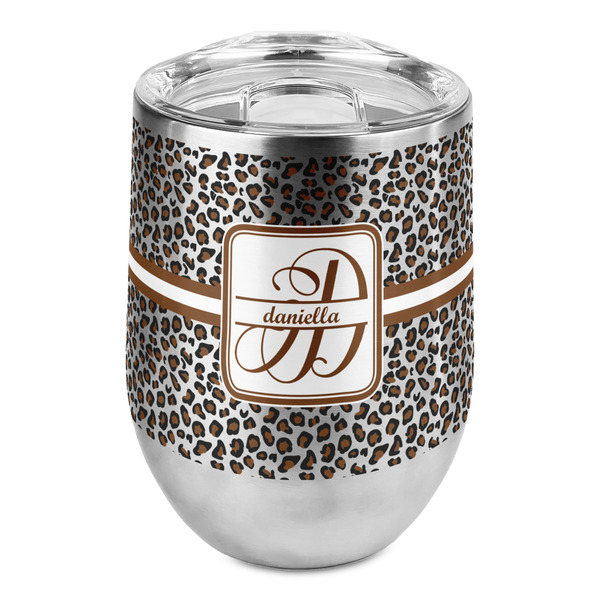 Custom Leopard Print Stemless Wine Tumbler - Full Print (Personalized)