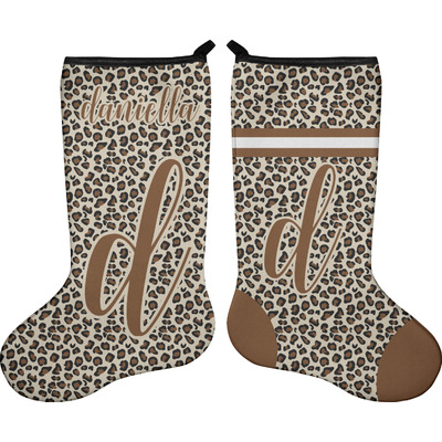 Leopard Print Holiday Stocking - Double-Sided - Neoprene (Personalized)