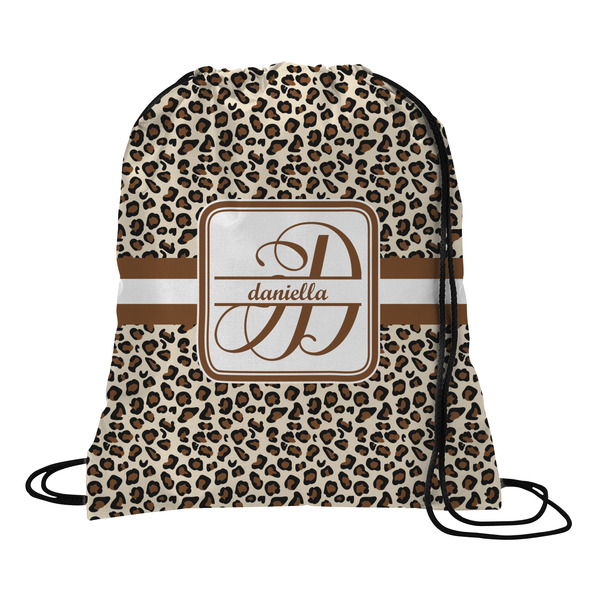Custom Leopard Print Drawstring Backpack - Large (Personalized)