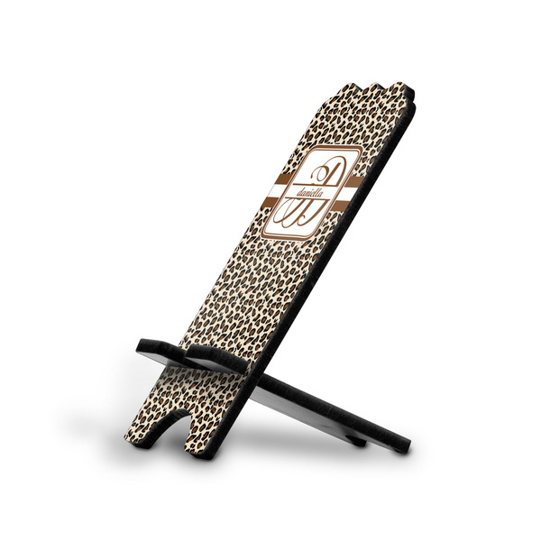 Custom Leopard Print Stylized Cell Phone Stand - Small w/ Name and Initial