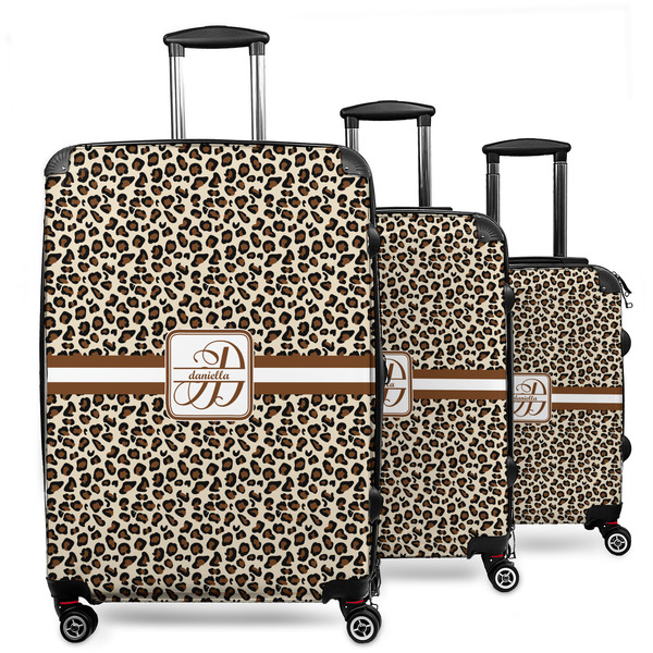 Custom Leopard Print 3 Piece Luggage Set - 20" Carry On, 24" Medium Checked, 28" Large Checked (Personalized)