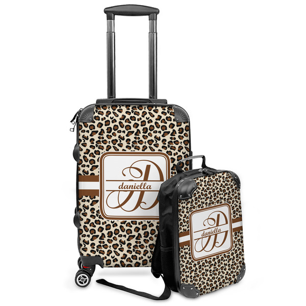Custom Leopard Print Kids 2-Piece Luggage Set - Suitcase & Backpack (Personalized)