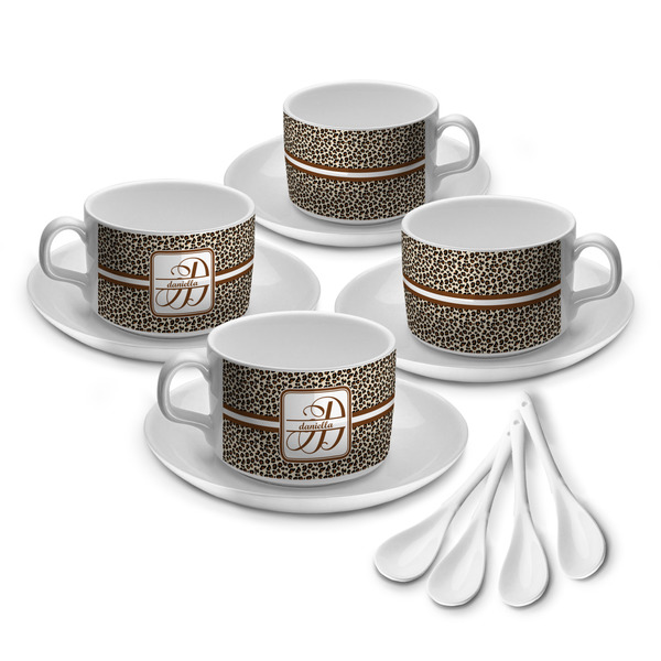 Custom Leopard Print Tea Cup - Set of 4 (Personalized)