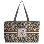 Leopard Print Beach Totes Bag - w/ Black Handles (Personalized)