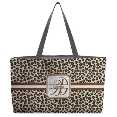 Leopard Print Beach Totes Bag - w/ Black Handles (Personalized)