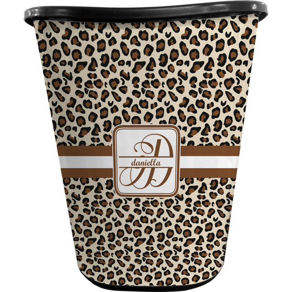 Leopard Print Waste Basket (Black)