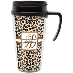 Leopard Print Acrylic Travel Mug with Handle (Personalized)