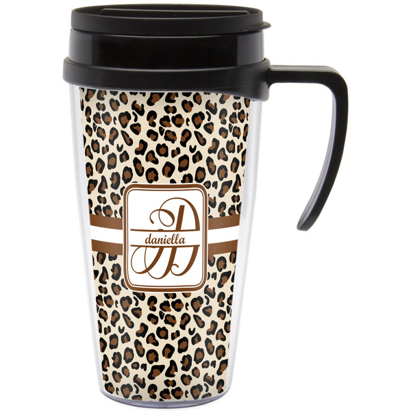 Custom Leopard Print Acrylic Travel Mug with Handle (Personalized)