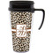 Leopard Print Travel Mug with Black Handle - Front