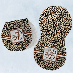 Leopard Print Burp Pads - Velour - Set of 2 w/ Name and Initial