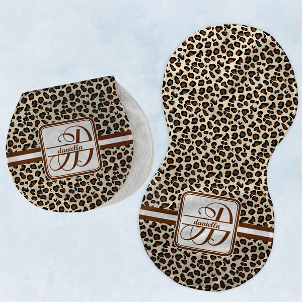 Custom Leopard Print Burp Pads - Velour - Set of 2 w/ Name and Initial