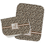 Leopard Print Burp Cloths - Fleece - Set of 2 w/ Name and Initial