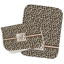Leopard Print Burp Cloths - Fleece - Set of 2 w/ Name and Initial