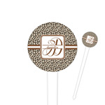 Leopard Print 4" Round Plastic Food Picks - White - Single Sided (Personalized)