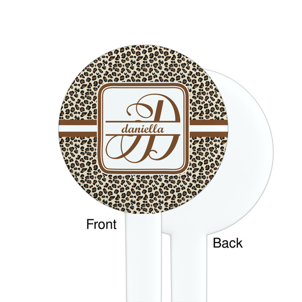 Leopard Print White Plastic 7" Stir Stick - Single Sided - Round - Front & Back