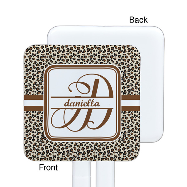 Leopard Print White Plastic Stir Stick - Single Sided - Square - Approval