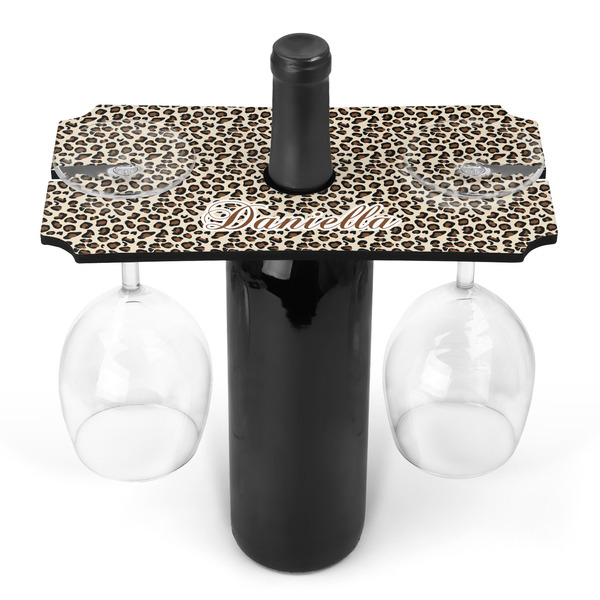 Custom Leopard Print Wine Bottle & Glass Holder (Personalized)
