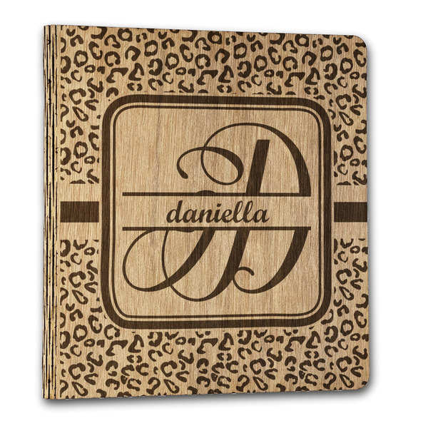 Custom Leopard Print Wood 3-Ring Binder - 1" Letter Size (Personalized)