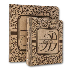 Leopard Print Wood 3-Ring Binder (Personalized)
