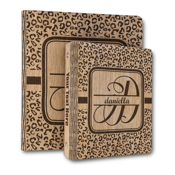 Custom Leopard Print Wood 3-Ring Binder (Personalized)