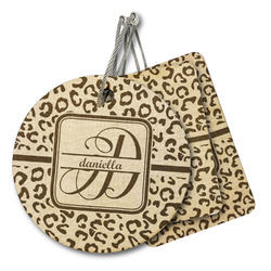 Leopard Print Wood Luggage Tag (Personalized)