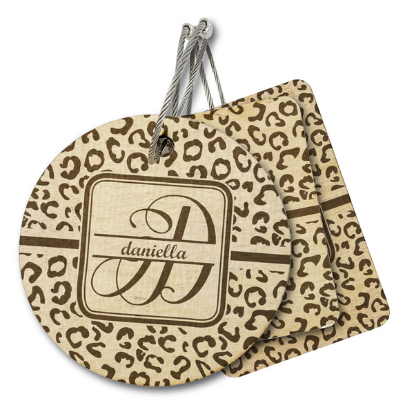 Custom Leopard Print Wood Luggage Tag (Personalized)