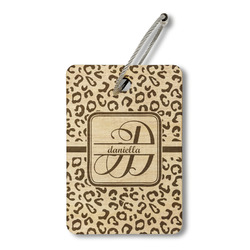 Leopard Print Wood Luggage Tag - Rectangle (Personalized)