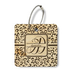 Leopard Print Wood Luggage Tag - Square (Personalized)