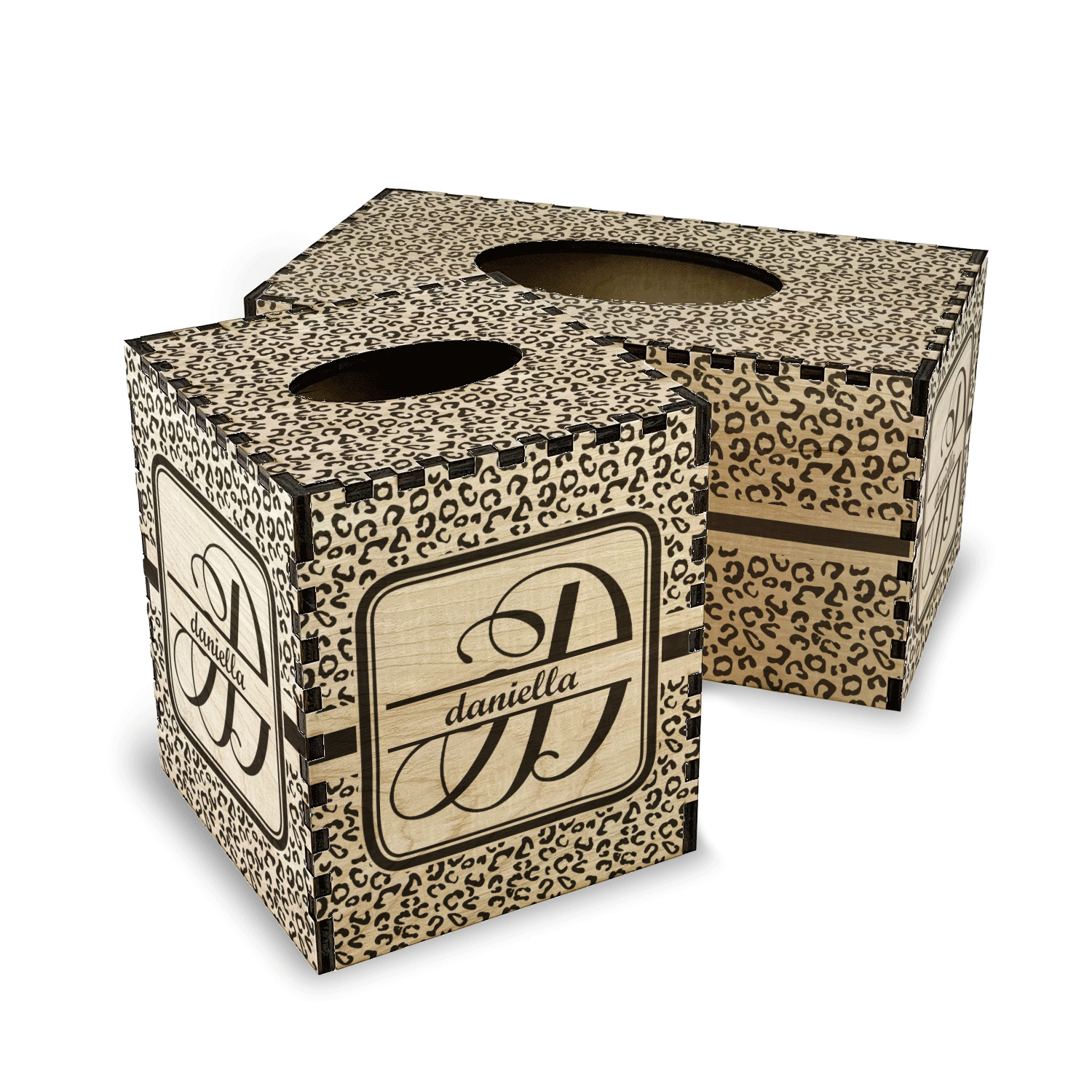 Leopard Tissue Box Cover wooden handmade 