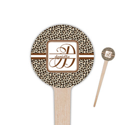 Leopard Print 4" Round Wooden Food Picks - Double Sided (Personalized)