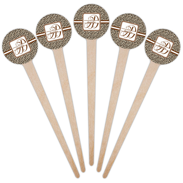 Leopard Print Wooden 4" Food Pick - Round - Fan View